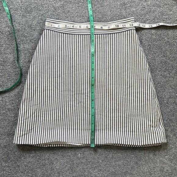 Theory Skirt Womens 00 White Blue Virgin Wool Blend Bubble A-Lined Back Zip Mini - Picture 3 of 10